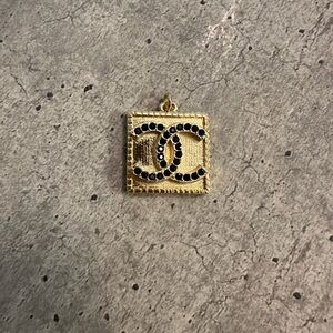 CHANEL Pendant Gold with Black Rhinestones